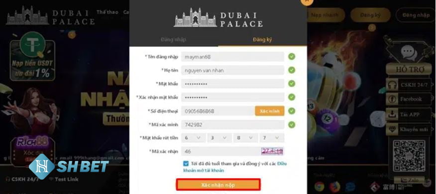 đăng ký đơn giản dễ dàng tại nhà cái Dubai Casino