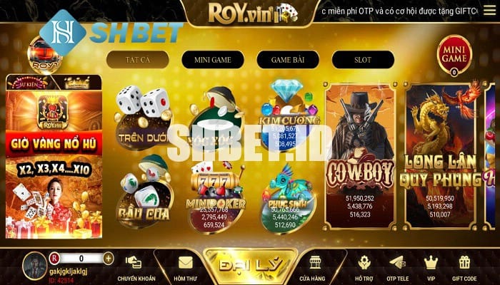 Kho game đa dạng, hấp dẫn của cổng game đổi thưởng Royvin